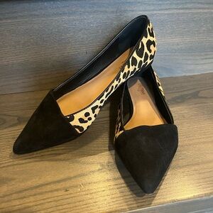 Crown Vintage Black and Leopard Suede Flat Size 7.5